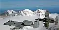 South aspect of Mount Balchen centered. Mt. Giddings to left, Mt. Skarland to right, and part of Mt. Geist behind Balchen.