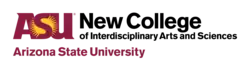 The ASU logo, the letters ASU with a sunburst around the S, next to the words "New College of Interdisciplinary Arts and Sciences" on two lines with the words "Arizona State University" in a third line at the bottom left