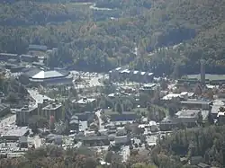 The campus seen from the summit of Howard Knob