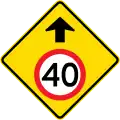 (MR-WDAD-2) Speed Limit Ahead (40&nbsp;km/h) (used in Western Australia)