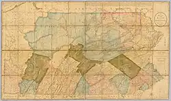 A map of Pennsylvania in 1792 showing Luzerne County in the northeast. At the time, the future counties of Bradford, Lackawanna, Susquehanna, and Wyoming were still part of Luzerne County.