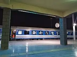 A passenger train in Nishapur train station, 2020.