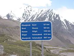 A mileage sign in Sost.