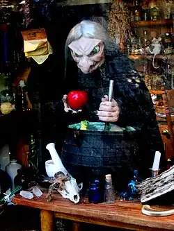 The witch from Snow White on display at the Old Smithy Gardens in Godshill, England