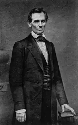 Three-quarters-length photograph of Lincoln