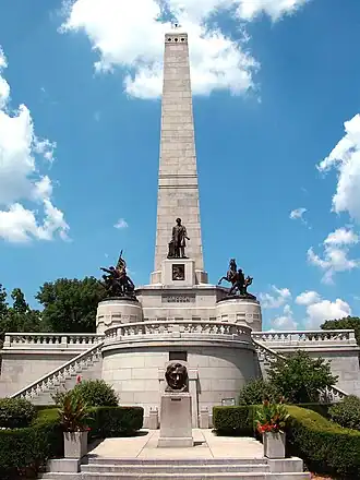 Image 50The Lincoln Tomb in Oak Ridge Cemetery, Springfield, where Abraham Lincoln is buried alongside Mary Todd Lincoln and three of their sons. The tomb, designed by Larkin Goldsmith Mead, was completed in 1874. Photo credit: David Jones (from Portal:Illinois/Selected picture)