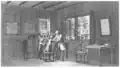 Trembley's laboratory at Zorgvlied, as depicted in his 1744 book. Judging from his correspondence, though, his laboratory was in fact much more crowded with objects, such as up to 140 jars.[5]