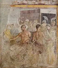 Achilles' surrender of Briseis to Agamemnon, from the House of the Tragic Poet in Pompeii, fresco, 1st century AD