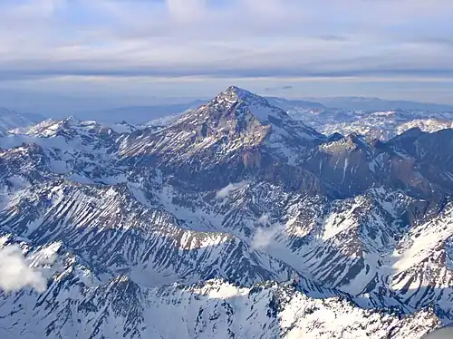 Located in between Chile and Argentina, Aconcagua, almost 7000 meters high, is the highest mountain on Earth outside the Himalayas, and continues to rise.