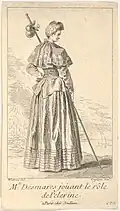 Louis Desplaces after Antoine Watteau, Mlle Desmares joüant le rôle de Pelerine, 1710s, etching; Metropolitan Museum of Art, New York City