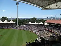 A view of a portion of a cricket ground during a Test match
