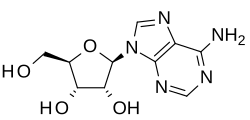2D representation of the chemical structure of adenosine .
