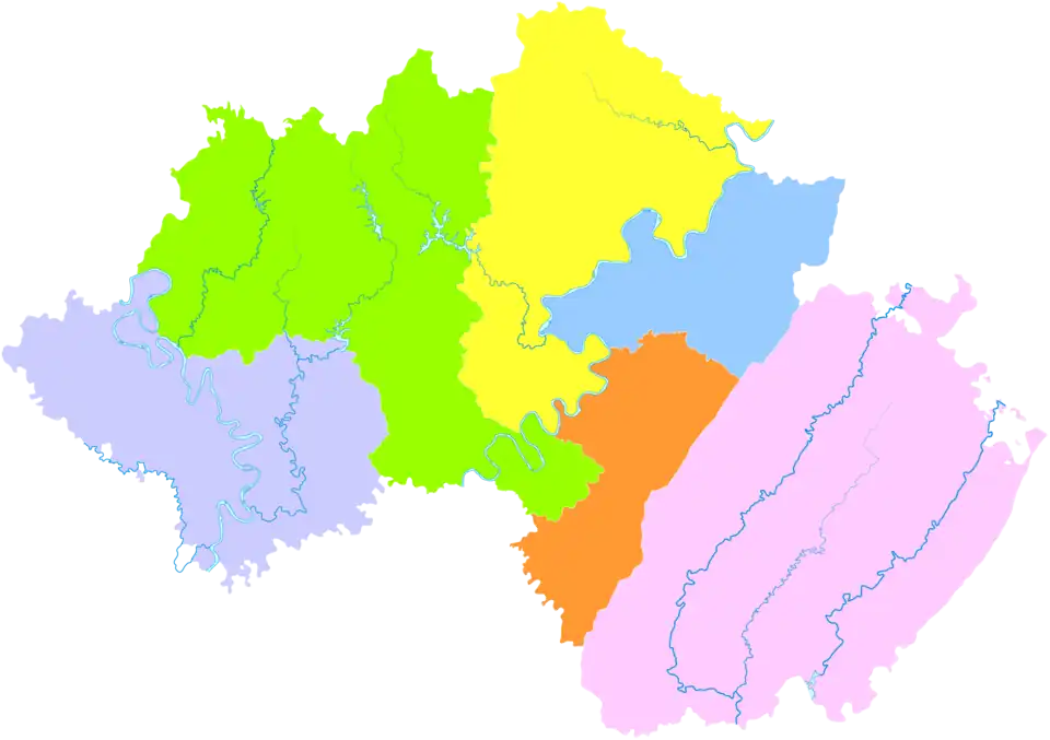 Guang'an District is the northernmost division on this map of Guang'an City