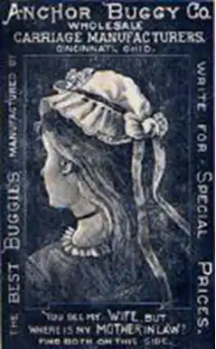 Ad for Anchor Buggy Co. with an optical illusion, 1890