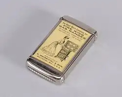 Vesta case with advertisement for "Fire King Gas Ranges" (1900-1910)