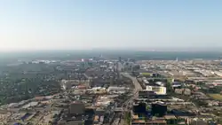 Aerial view of Addison looking south towards downtown Dallas