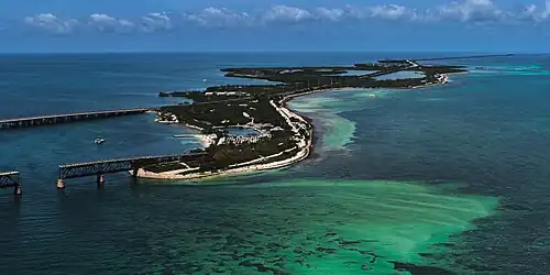 An aerial view of Bahia Honda Key from the southwest