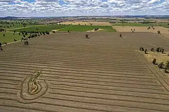 Aerial view of the rural landscape of Dhulura in December 2021