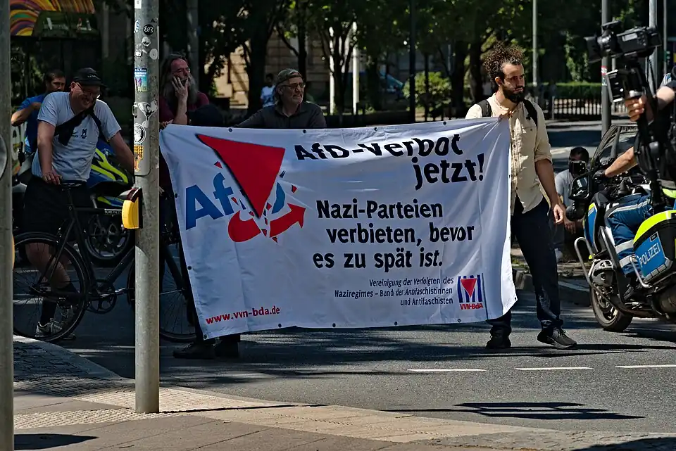 Photo shows a protest in Frankfurt in 2025.[x]