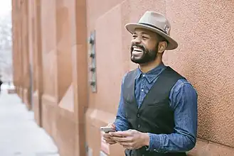 Man wearing a hipster fedora hat, 2017.