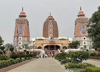The entrance to the Agroha Dham Hindu temple.