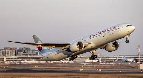This photograph shows aircraft attitude on take-off which requires a sufficiently rounded lower lip on the nacelle inlet.
