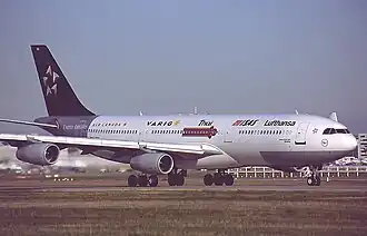 A former Lufthansa A340-200 in the first Star Alliance livery.