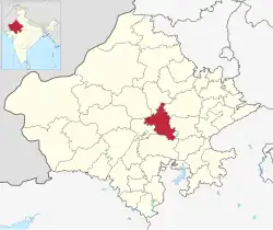 Location of Ajmer district in Rajasthan