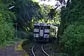 Train departing Akase Station