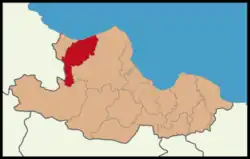 Map showing Alaçam District in Samsun Province