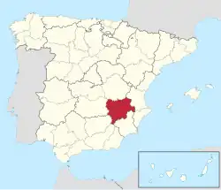 Map of Spain with Albacete highlighted
