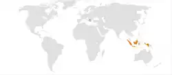 Map indicating locations of Albania and Indonesia