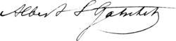 A flowing signature that reads "Albert S. Gatschet"