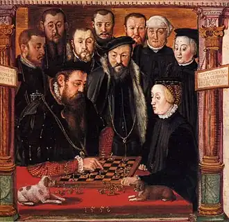 Image 22Hans Muelich, 1552, Duke Albrecht V. of Bavaria and his wife Anna of Austria playing chess (from Chess in the arts)