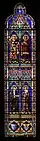 Ulisse De Matteis, Stained-glass window in the high altar chapel of Santa Maria dei Servi in Siena, 1899. The window designs were created by Alessandro Franchi and Giuseppe Catani. This window depicts St. Ansanus, St. Crescentius, St. Giuliana Falconieria, and Blessed Joanna Soderini.