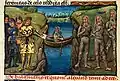 Folio 73v.: Alexander sending a message over a river to the Brahmins.