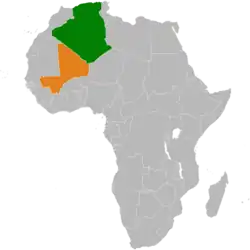 Map indicating locations of Algeria and Mali
