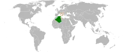 Map indicating locations of Algeria and Holy See