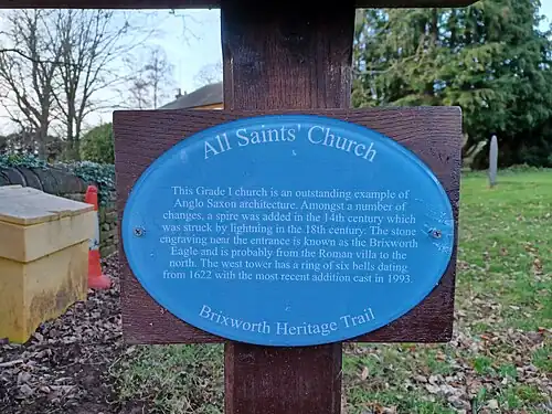All Saints' Church — 7th-century origin; modified in the 10th, 13th, and 19th centuries; Grade I listed.