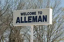 Alleman welcome sign