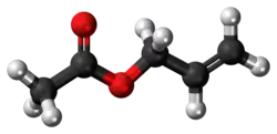 Ball-and-stick model of the allyl acetate molecule