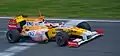 For 2009, Renault changed from Elf to Total by fuel. This is Fernando Alonso testing in Circuit de Catalunya, 2009