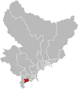 Situation of the canton of Cannes-1 in the department of Alpes-Maritimes