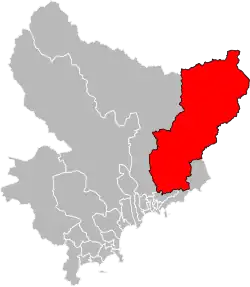 Situation of the canton of Contes in the department of Alpes-Maritimes