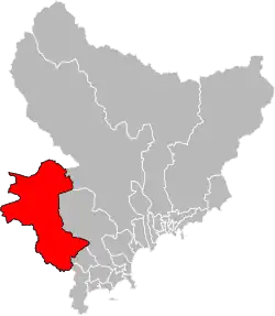 Situation of the canton of Grasse-1 in the department of Alpes-Maritimes