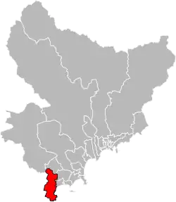 Situation of the canton of Mandelieu-la-Napoule in the department of Alpes-Maritimes