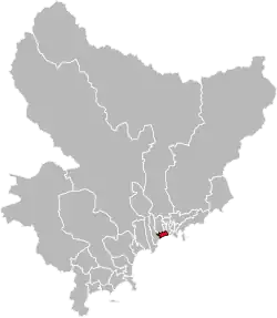 Situation of the canton of Nice-1 in the department of Alpes-Maritimes