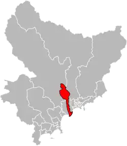 Situation of the canton of Nice-3 in the department of Alpes-Maritimes