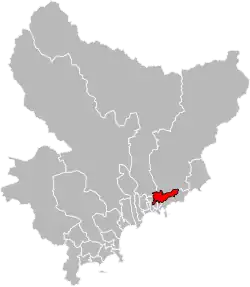 Situation of the canton of Nice-7 in the department of Alpes-Maritimes