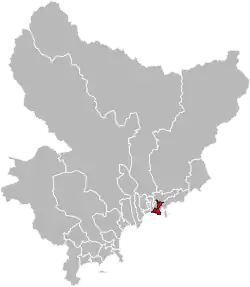 Situation of the canton of Nice-9 in the department of Alpes-Maritimes